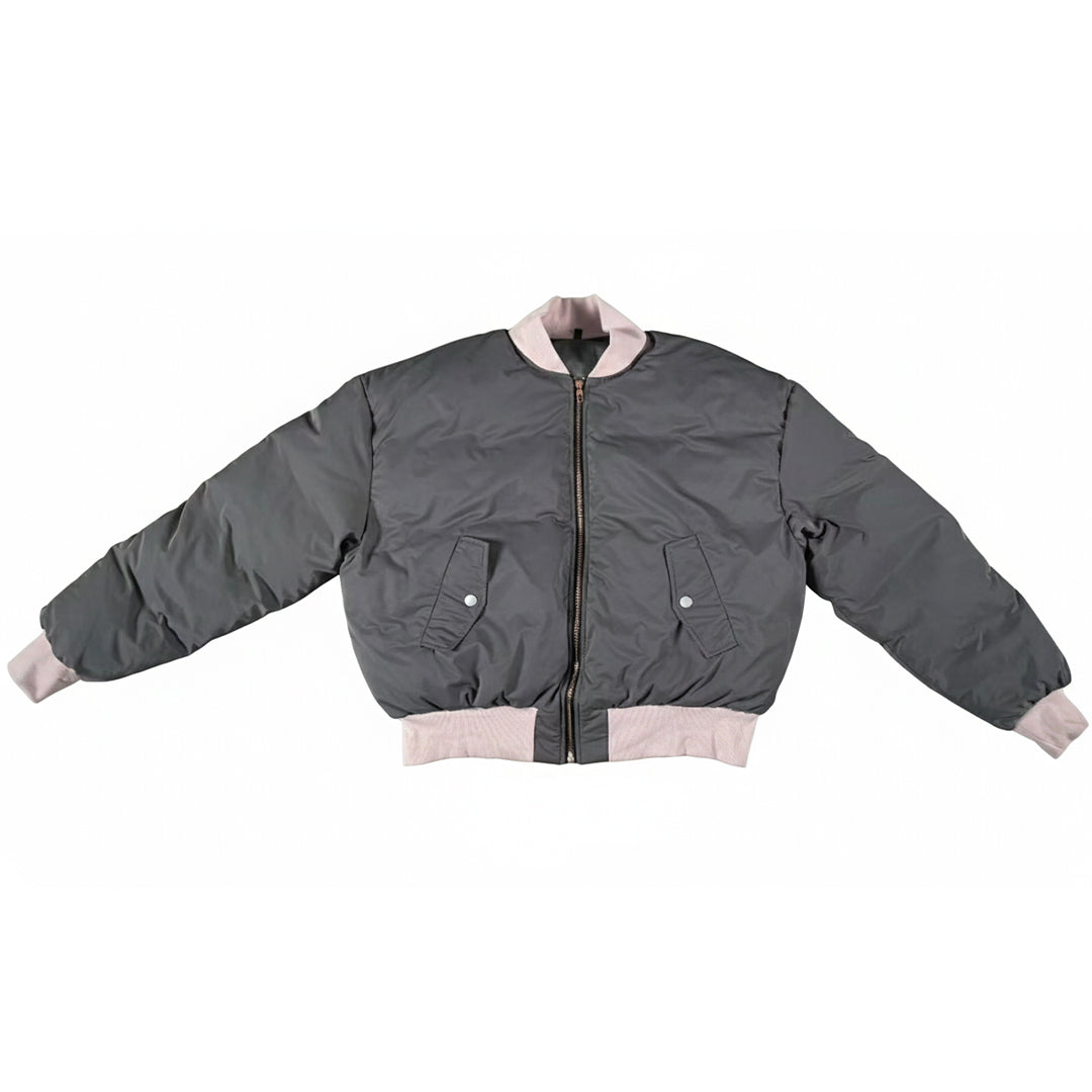 Striped Nylon Cropped Bomber Jacket