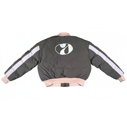 Striped Nylon Cropped Bomber Jacket